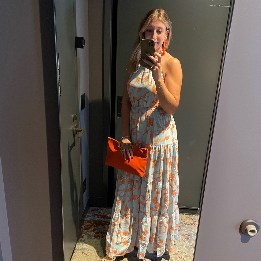 Elegant Floral Halter Maxi Dress